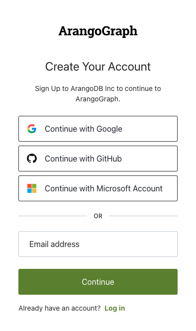 ArangoGraph Sign up