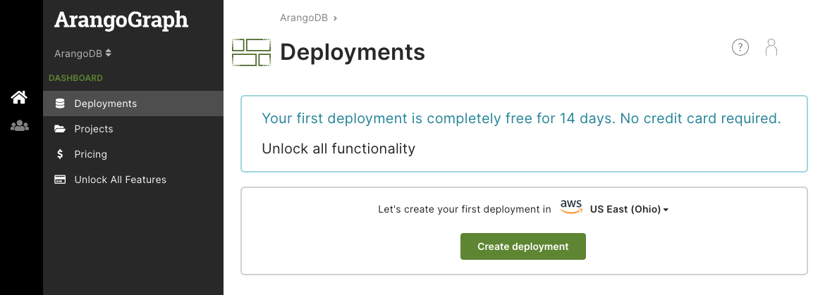 ArangoGraph Dashboard