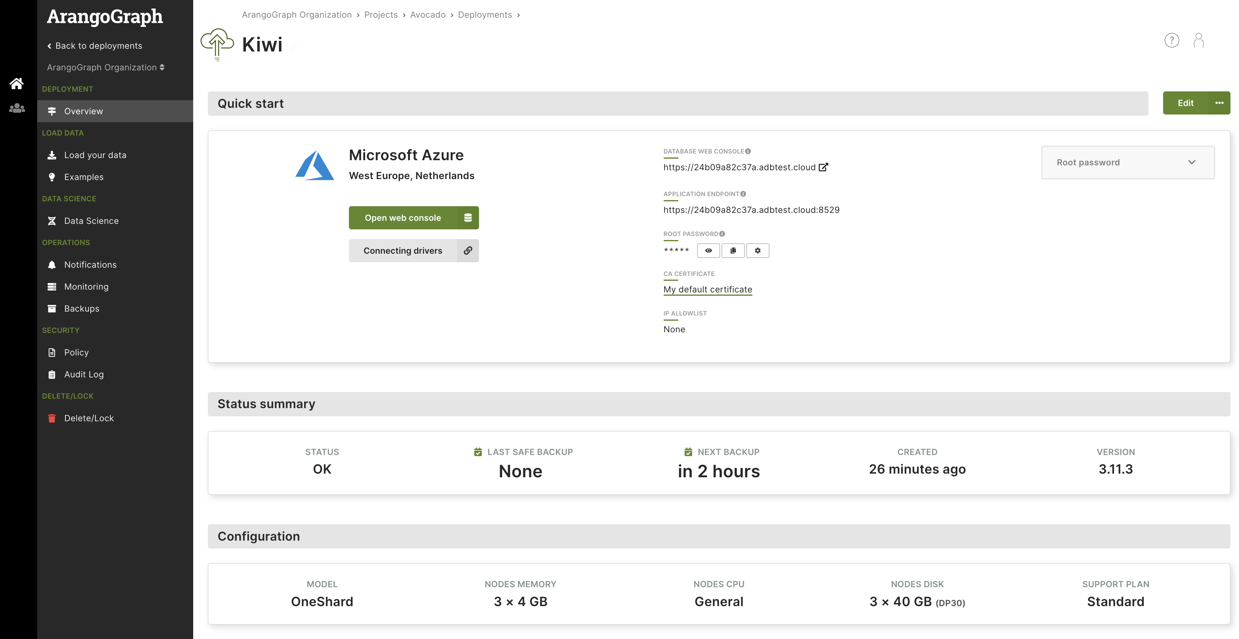 ArangoGraph Deployment Ready