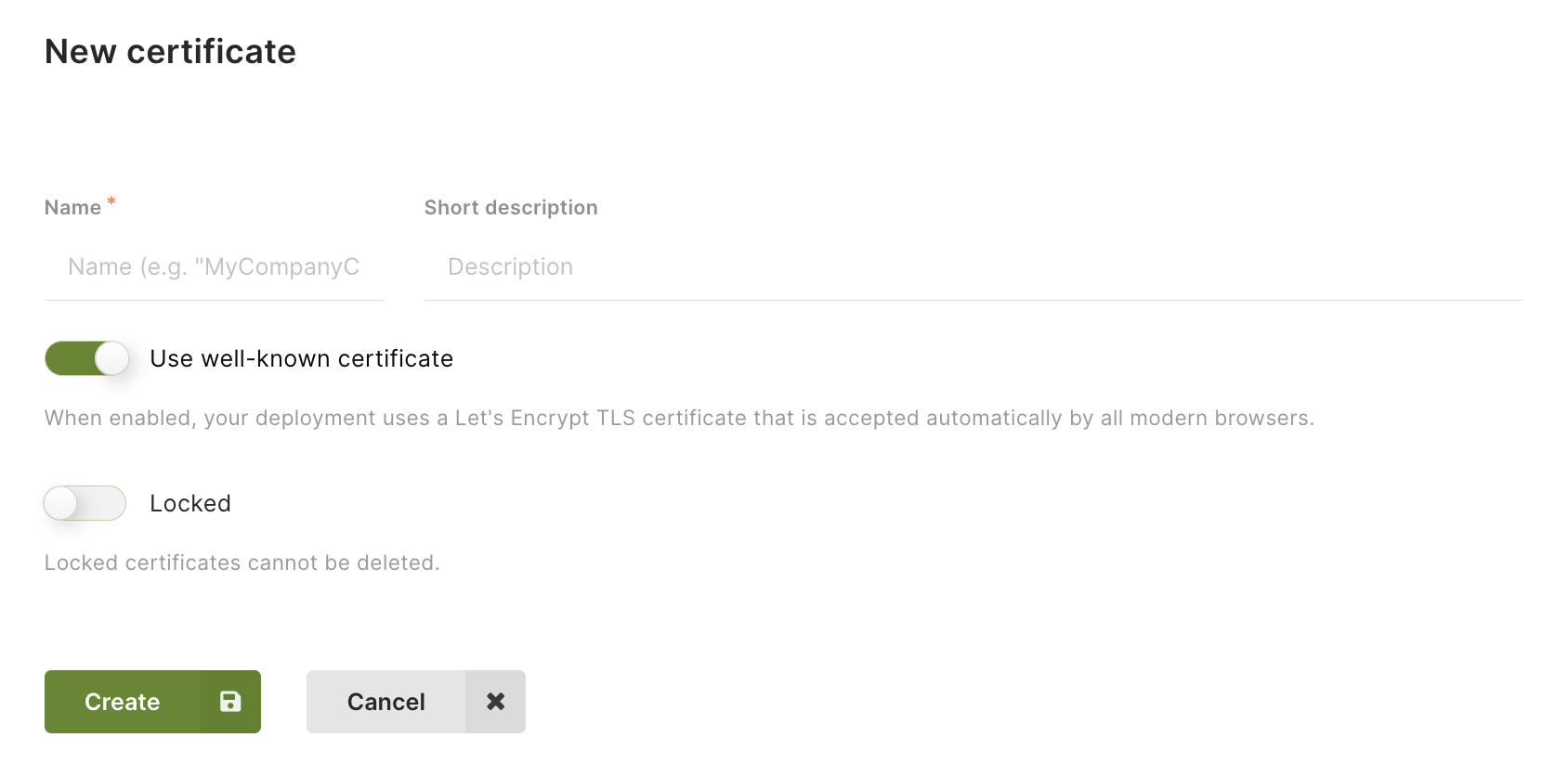 ArangoGraph Create New Certificate