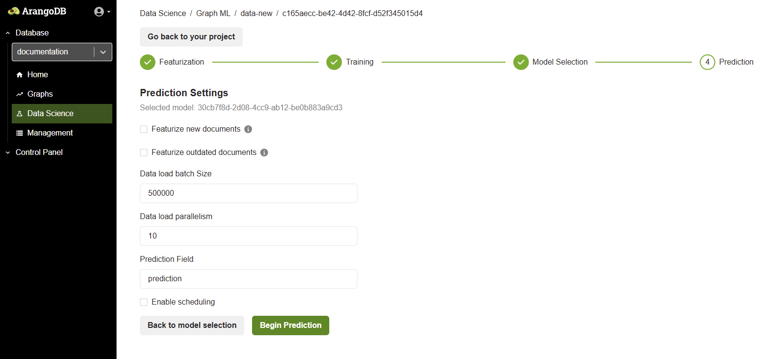 GraphML prediction phase