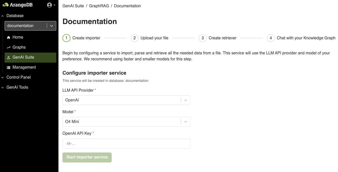 Configure Importer service using OpenAI