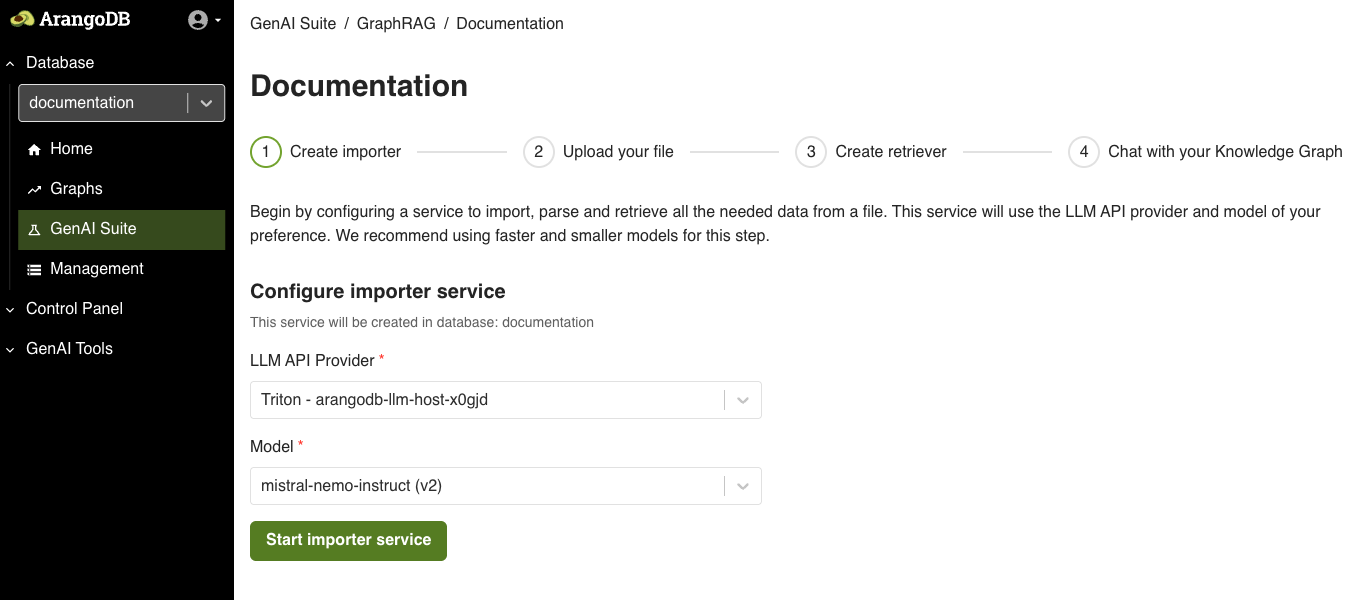 Configure Importer service using Triton